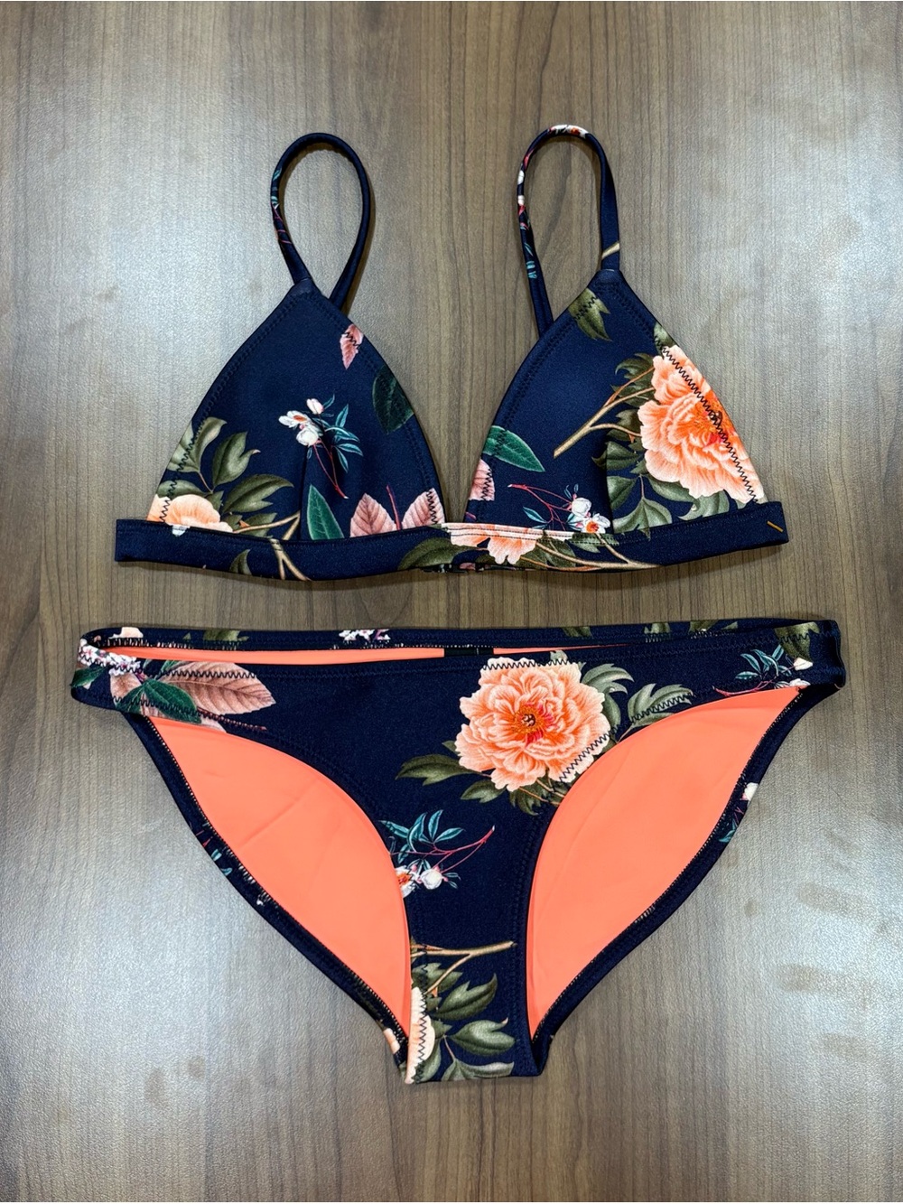 TRIANGL "Delilah" Fiore Nero Floral Neoprene Bikini Set - Excellent Condition